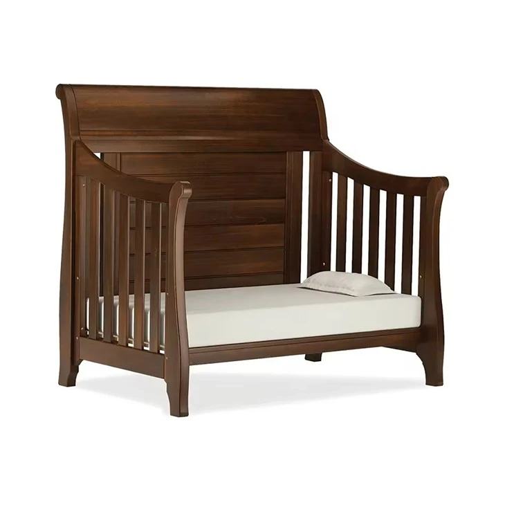 Crib Leanbh Sleigh Adhmaid